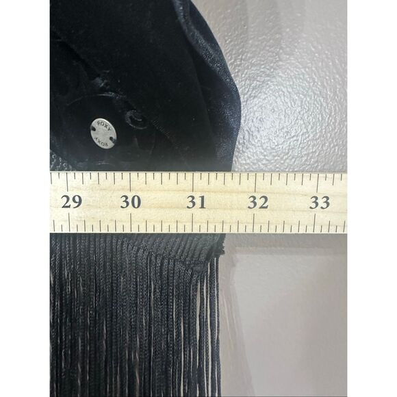 NWOT Roxy Black Wings of Raven Velvet Fringe Kimono Top Open Cardigan Women's XS - Picture 7 of 10